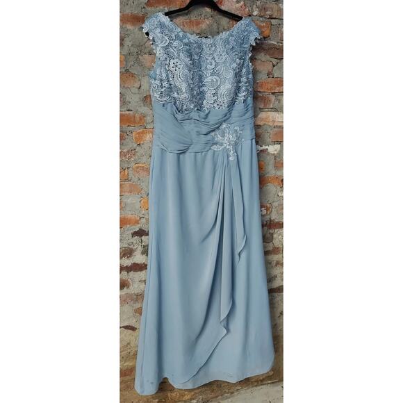 Unbranded Dresses & Skirts - Womens Mother Of The Bride Dress Formal Gown Size 16 Blue Lace Ruched Maxi